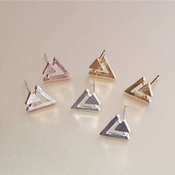 Geometric Triangle Earrings - 1 Pair - Picture 1 of 5